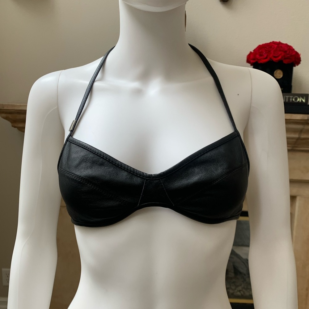 Leather bustier.